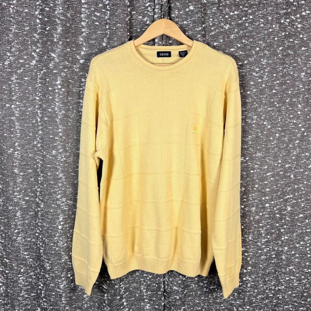 IZOD Men's Windowpane Sweater‎ Yellow Size M